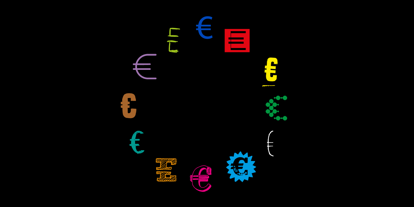 Пример шрифта Euro Icon Kit Symbols Symbols